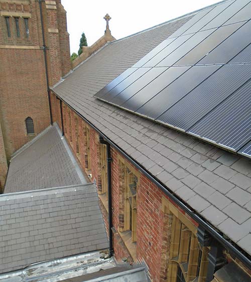 Church PV solar panels, St Peters Church, Maney Hill — BHB Architects sustainability services